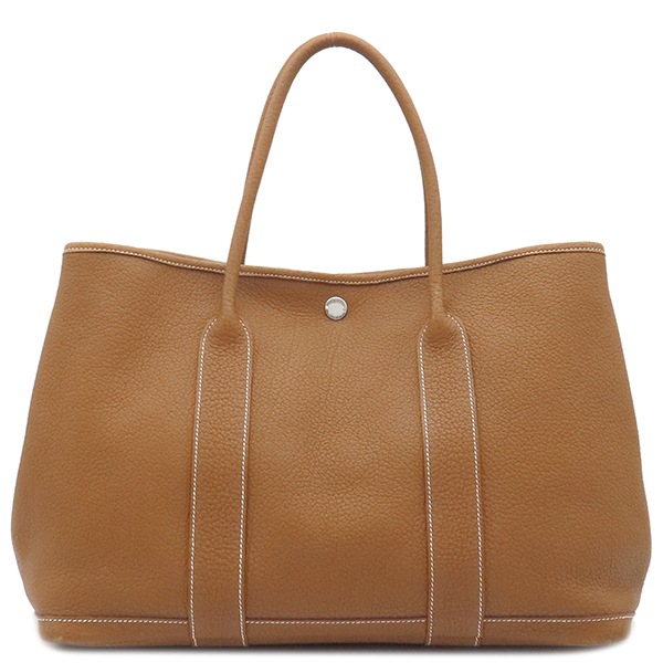 エルメス HERMES トートバッグ ガーデンパーティーPM ネゴンダ ゴールド シルバー金具 茶 ソルド品の刻印あり O刻印【中古】