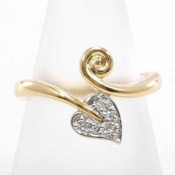 PT900 プラチナ K18YG リング 指輪 11.5号 ダイヤ 0.05 ジュエリー 中古