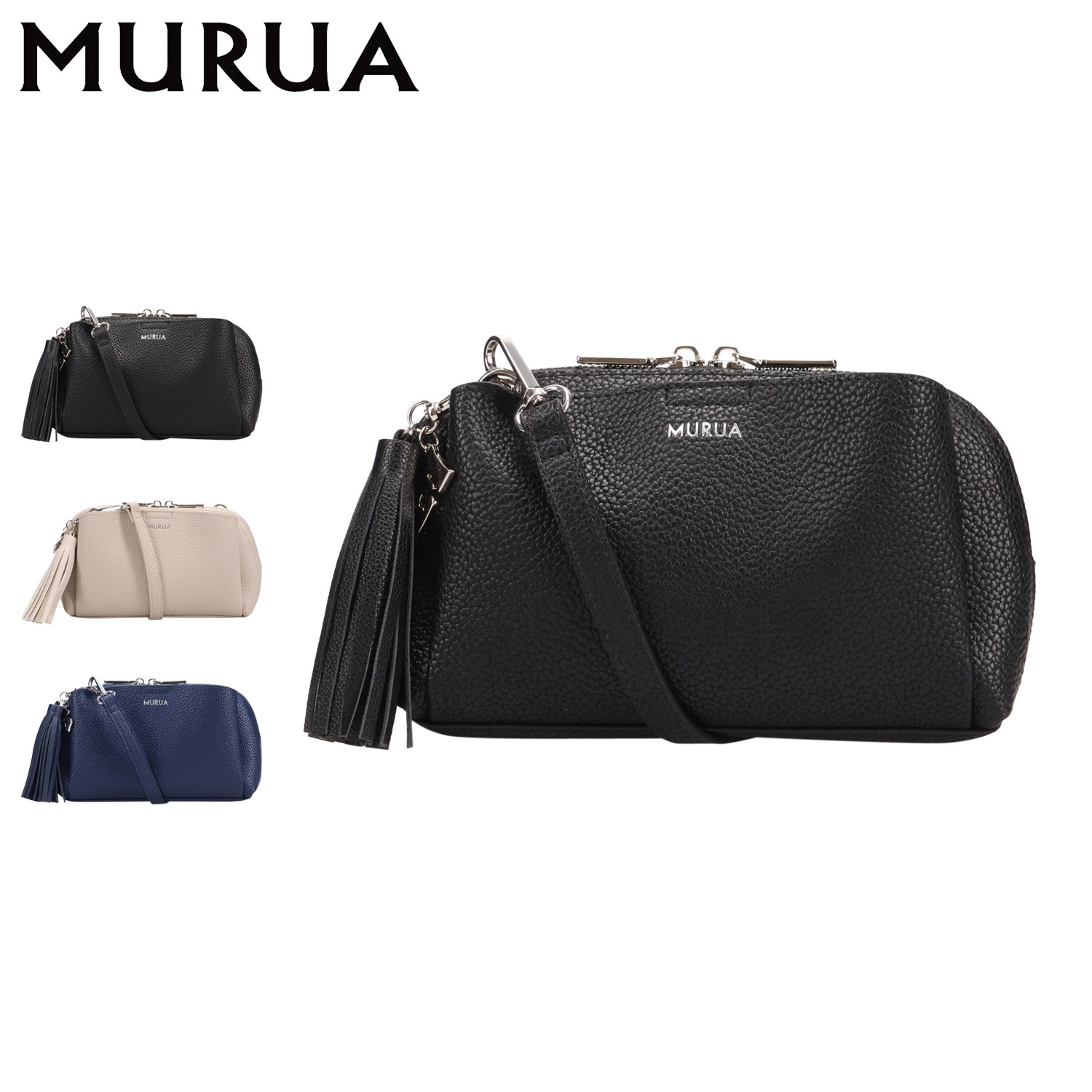 ショルダーバッグ ミニ レディース 斜めがけ タッセル ブラック ライト グレー ネイビー 黒 MR-B1324