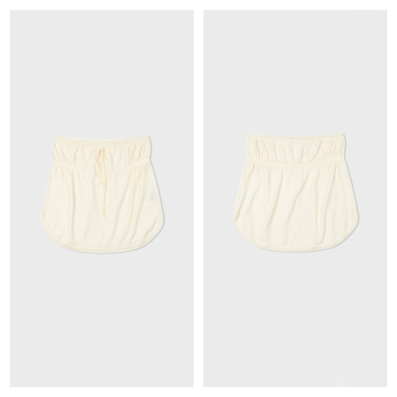 ミニスカート LOW CLASSIC : 24SS / SHIRRING KNIT MINI SKIRT (2COLORS) LOW CLASSIC】 SHIRRING KNIT MINI SKIRT : IVORY