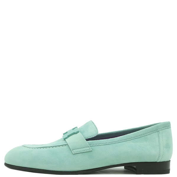 エルメス HERMES ローファー モカシン パリ シェーヴル ヴェロア ヴェールアンブラン #35 ライトブルー金具 H金具 H221065Z 【保存袋】【中古】