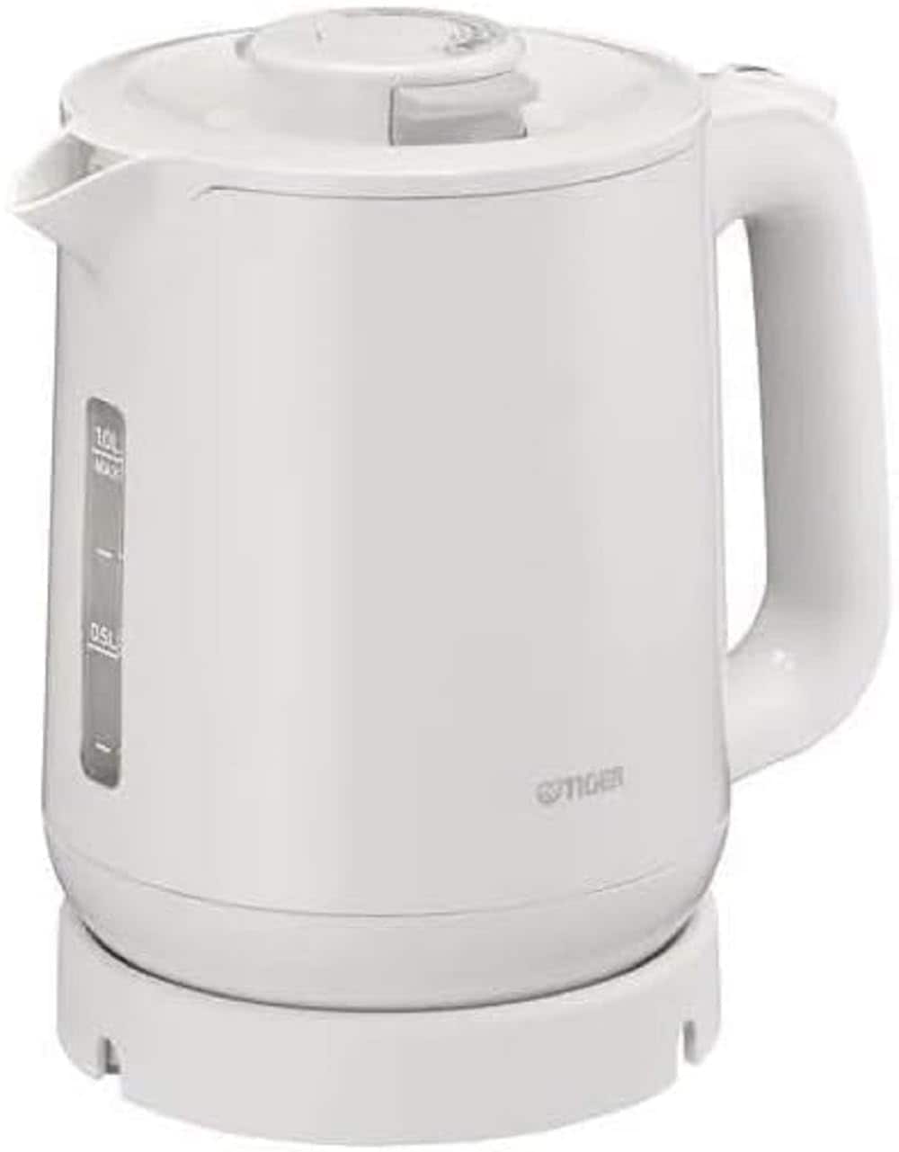 タイガー魔法瓶(TIGER) 電気ケトル 湯沸かし 1.0L 転倒お湯漏れ防止 カラ炊き防止 蒸気レス ホワイト PCJ-A102WA