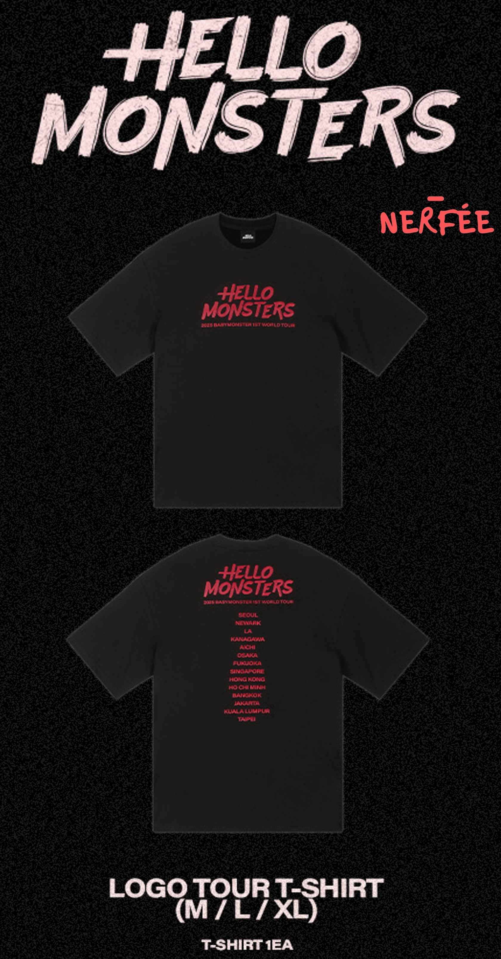 限定フォトカード付きLogo Tour T-Shirt M / L / XL BABYMONSTER Asia Tour Official MD