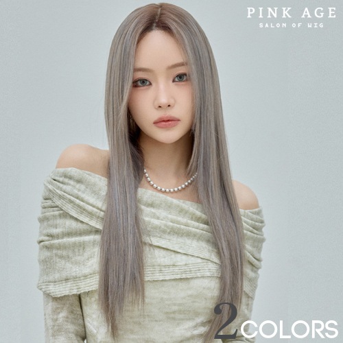 手植えフルウィッグ) ストレート25インチ スリックカット（モースト原糸）グレー