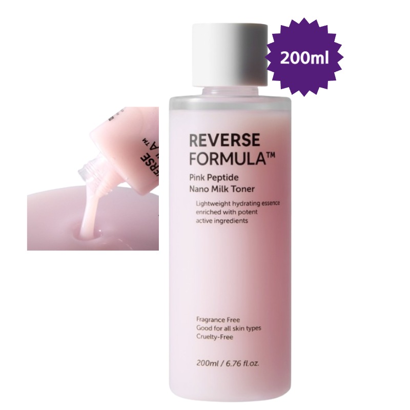 【正規品/SNS大人気】リバース·フォーミュラ ピンクペプチドナノミルクトナー200ml/6種ペプチド/5種セラミド/3種ビタミン/鎮静/弾力/速保湿 天才/早い肌吸収/韓国コスメ