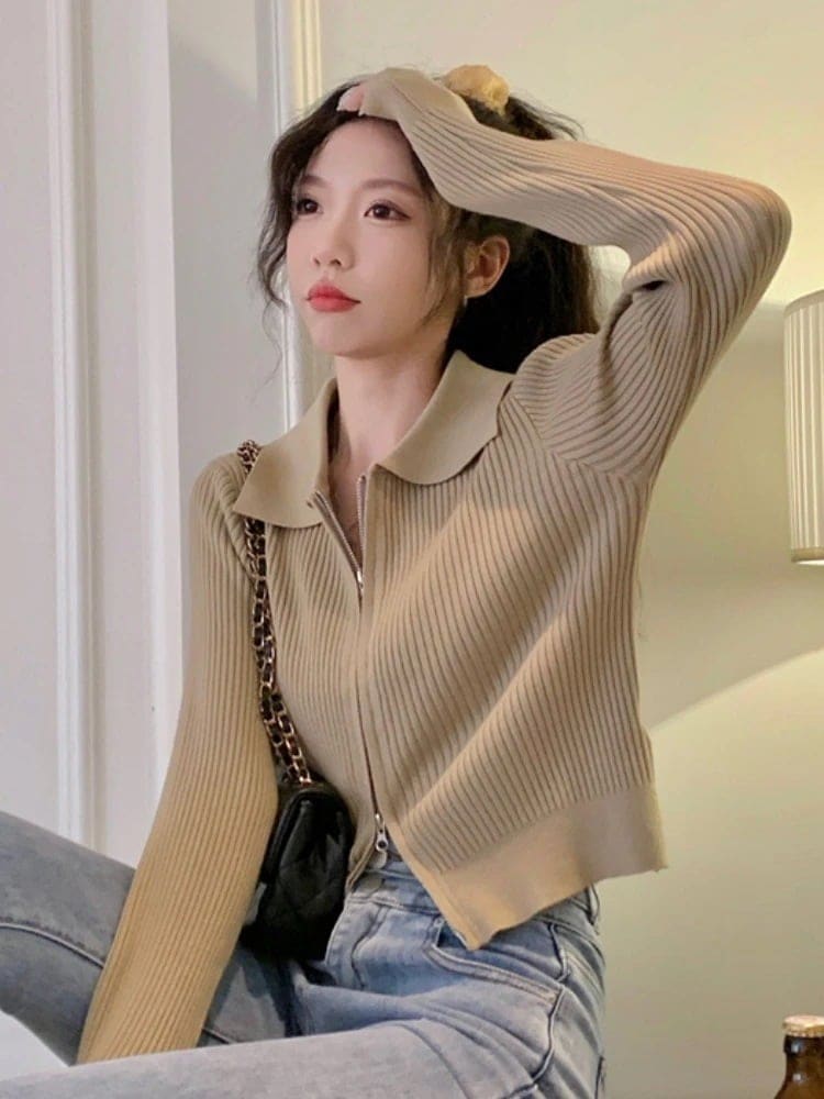 大きいサイズ脂肪mm2023初秋のしい長袖ニット女性韓国ファッションシックニッチカーディガンボトムトップス