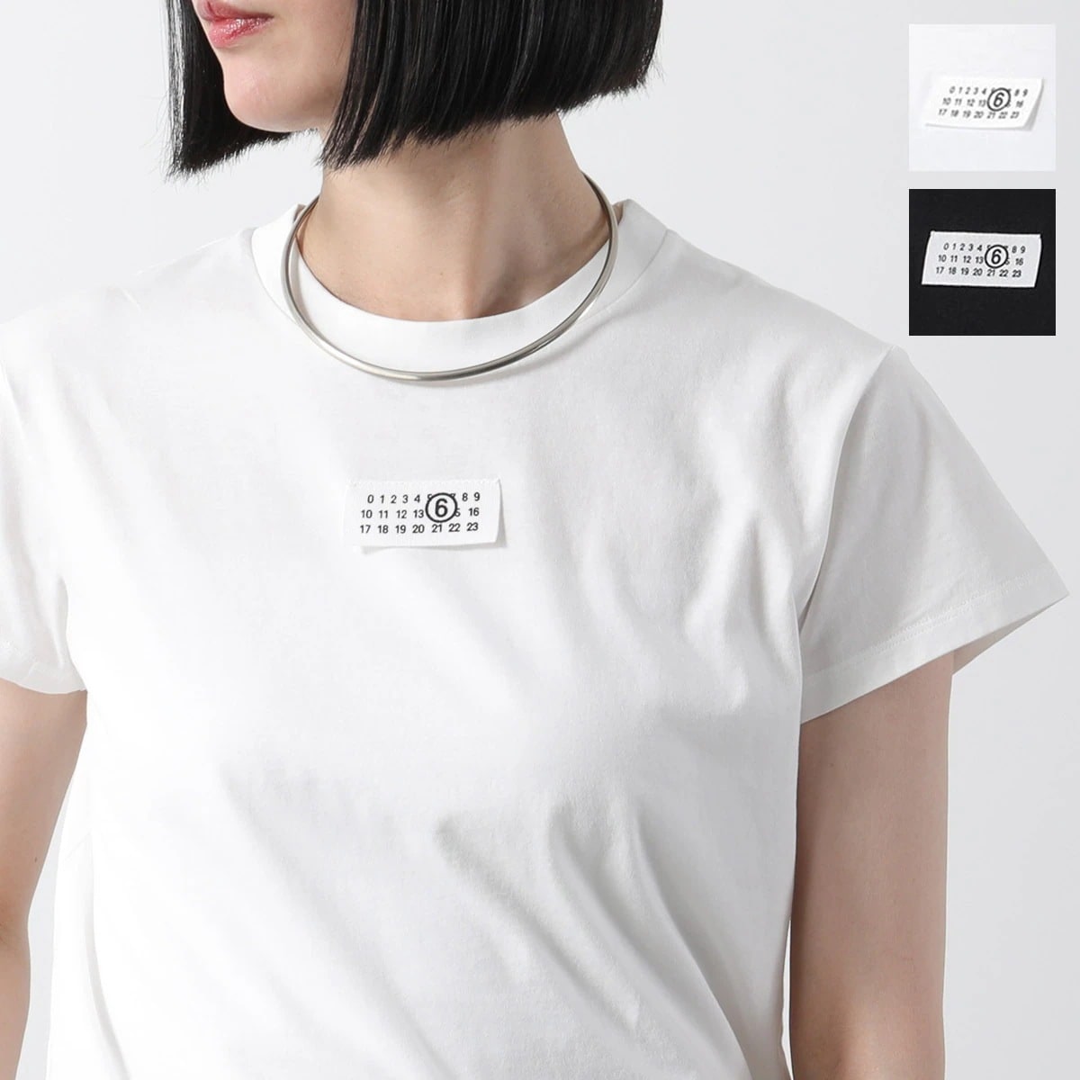 MM6 エムエムシックス メゾンマルジェラ Tシャツ S52GC0327 S24312 レディース 半袖 クルーネック コットン カットソー ナンバリング ロゴT カラー3色
