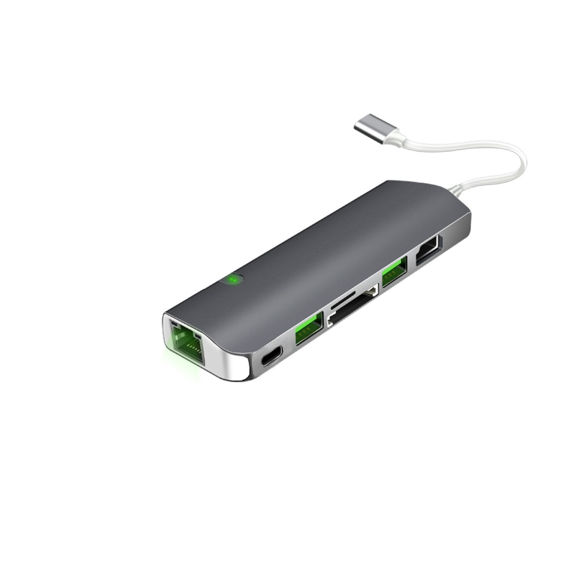 USB Type-C ハブ 7in1 USB3.0x2 4K HDMI 有線LAN PD充電 microSD SDスロット 拡張 変換 スペースグレイ 軽量 3か月保証