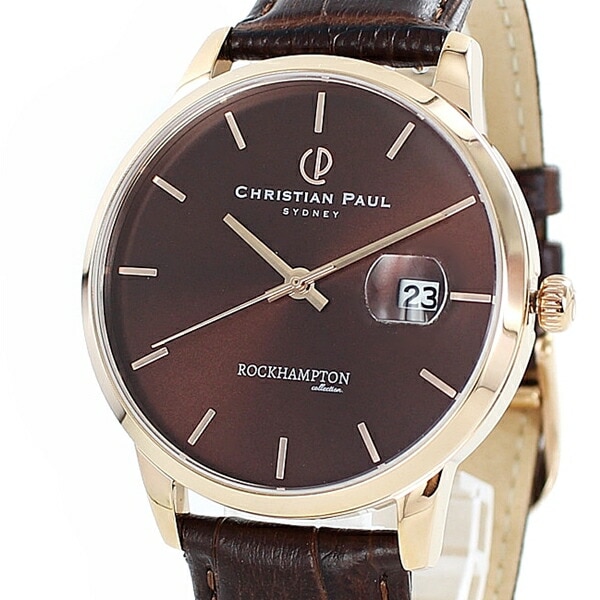クリスチャンポール 腕時計 手表 ギフトメンズ レディース 日付 ブラウン 大人スタイル 時計 レザーバンド 誕生日プレゼント ポイント消化