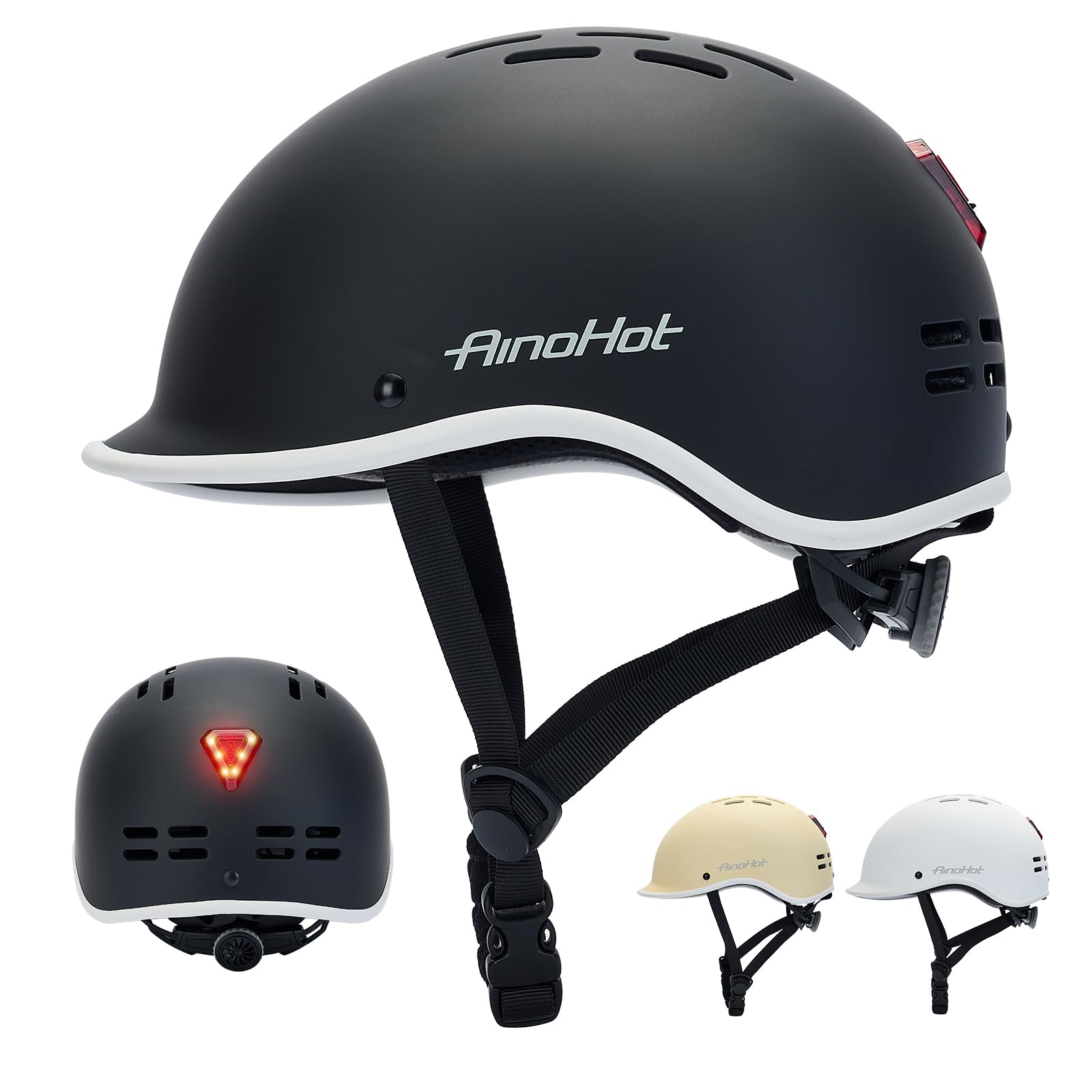 Rongbenyuan 自転車 ヘルメット 【LEDライト付】 大人用 18個通気口 58-62cm サイクリングヘルメット 軽量 スポーツ ロードバイクヘルメット 耐衝撃 高剛性 丈夫 サイズ調整可