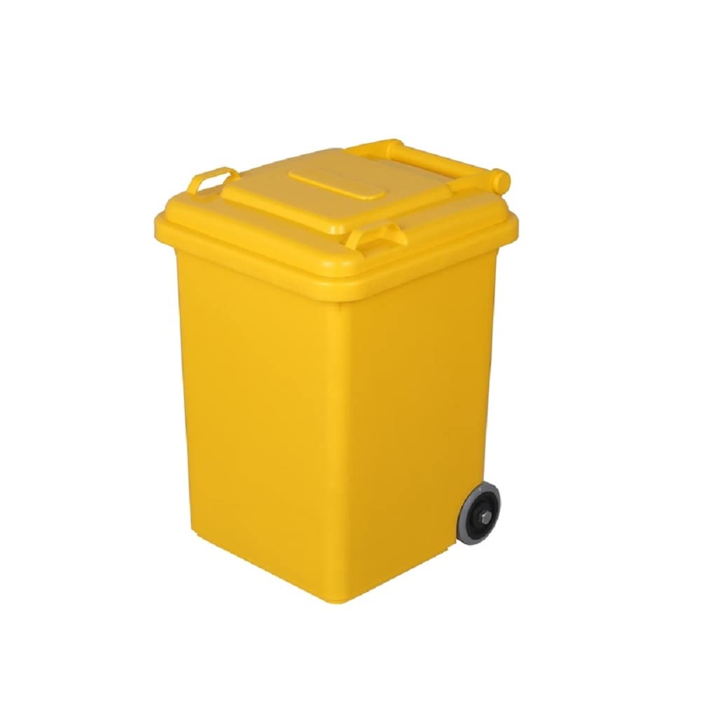 ダルトン(Dulton) ゴミ箱 イエロー 18L プラスチック フタ付き 後輪タイヤ 屑入れ ダストボックス 水抜き穴 丸洗い可 高さ40cm 幅29cm 奥行32cm 100-195YL PLAS