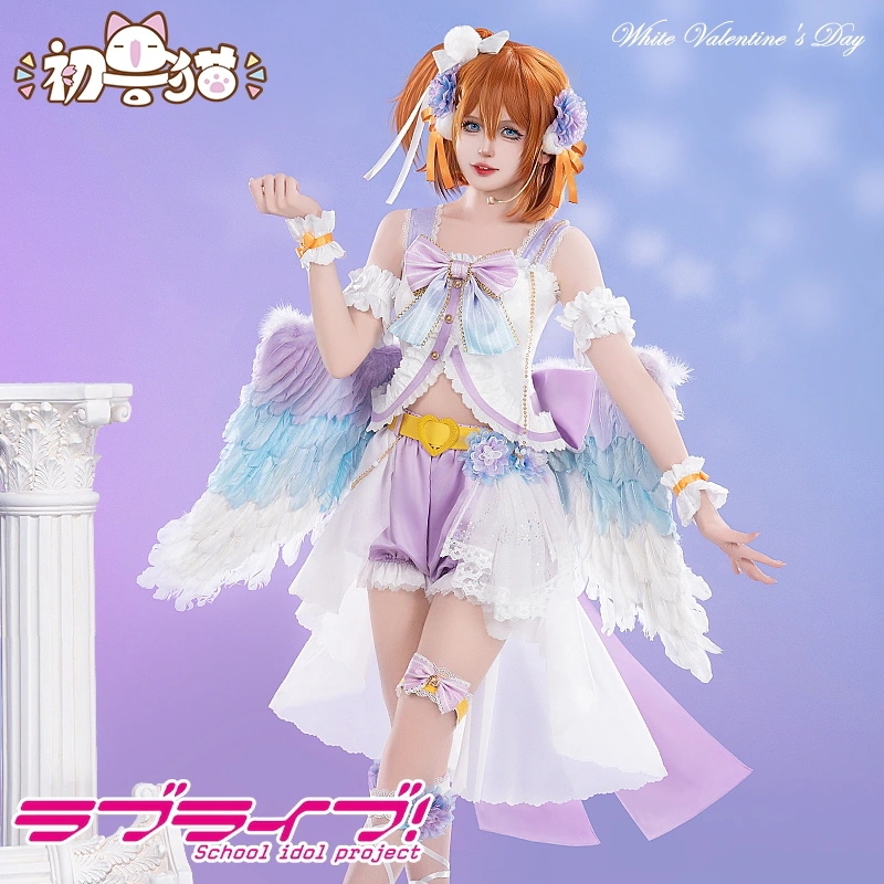 初獣猫ラブライブ高坂穂乃果cos衣装ホワイトデーエンジェルアイドル企画