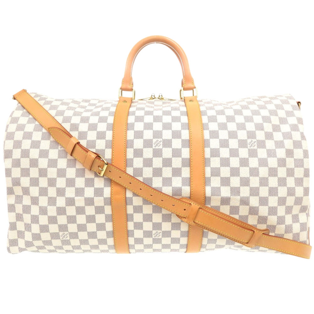 美品 キーポルバンドリエール55 N41429 ボストンバッグ ダミエアズールキャンバス ホワイト LV 1583【中古】 ユニセックス