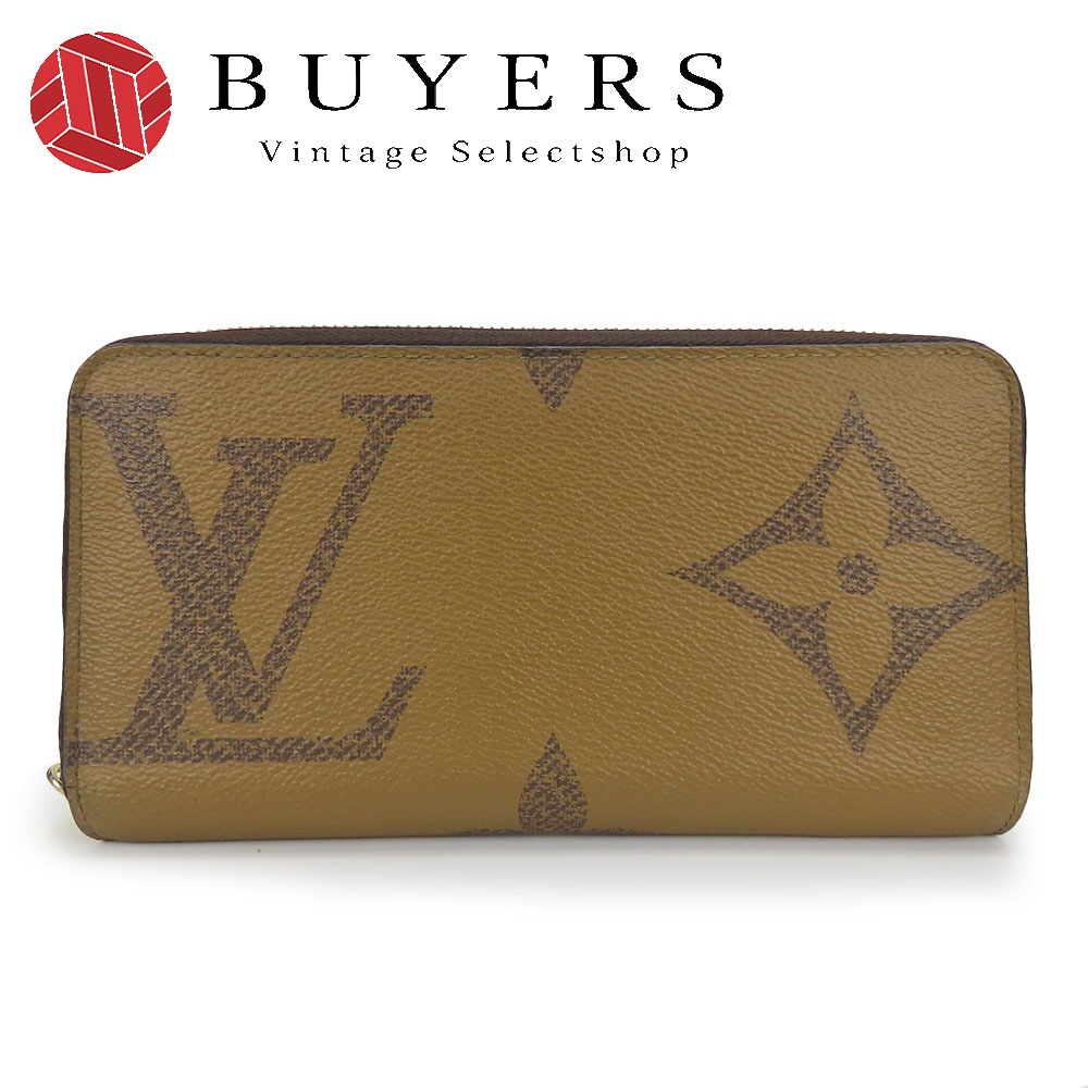 中古 長財布 ジッピーウォレット M69353 モノグラムリバース ブラウン ゴールド金具 ジャイアント ラウンドファスナー 小物 レディース メンズ