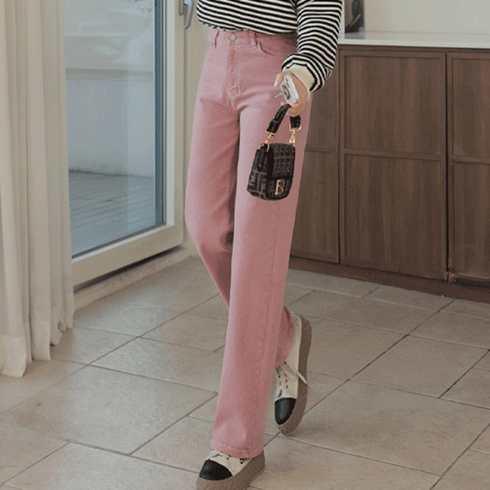 クリック&ファニー [起毛] アーティスティックカラーワイドコットンパンツ [SMLサイズ]