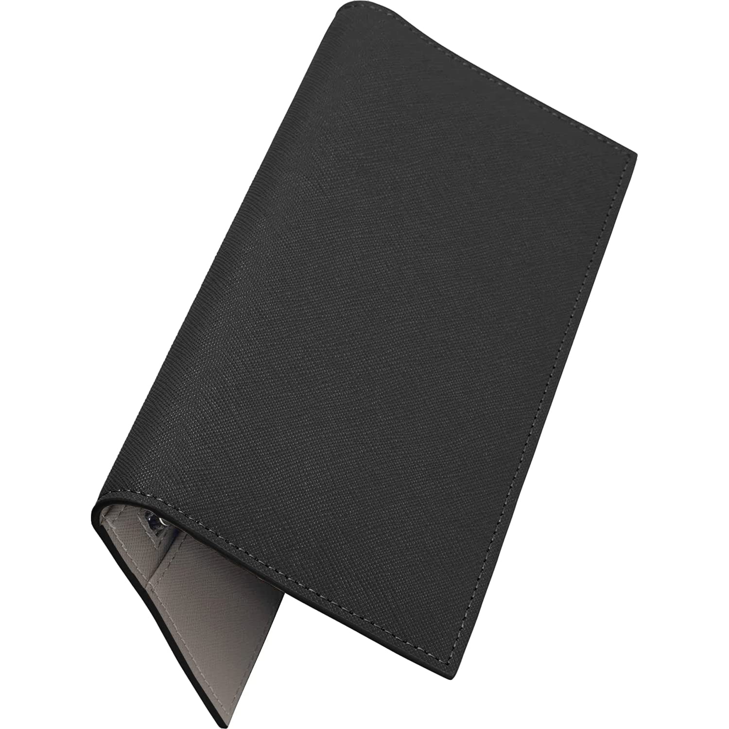 [Dom Teporna] 長財布 メンズ 牛革 極薄１cm YKKファスナー 小銭入れあり 薄い 財布 お札入れ カード入れ ブラック/グレー