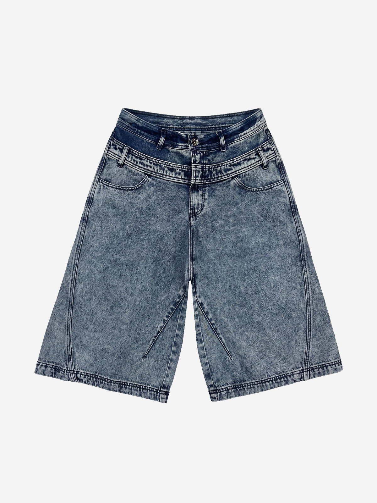 【BLR】26SS Curved Detail Bermuda Denim Pnats Dark Blue