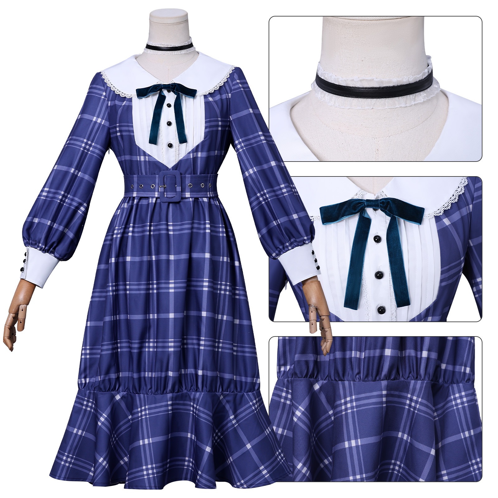 BanG Dreamソンラク人形コスプレ衣装若葉睦チェックスカートコスプレ衣装コスプレC服