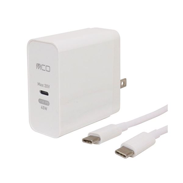MCO PD対応45W USB-ACアダプタTypeCケーブル付ホワイト IPA-CS01／WH （北海道/沖縄/離島配送不可）