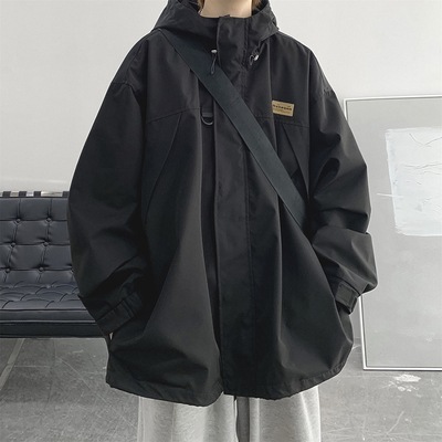 黒武士机能連帽突撃ジャケット男春秋VINTE男ごろつきハンサム防水ジャケット