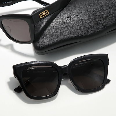 BALENCIAGA バレンシアガ サングラス BB0237SA メンズ ウェリントン型 セルフレーム フルリム アジアンフィット BBロゴ 001/BLACK-BLACK-GREY 27,349円