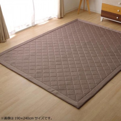 ラグ カーペット デニム調 ニットキルトラグ『アルバ2IT』 ブラウン 約145×175cm ホットカーペット対応 9810836