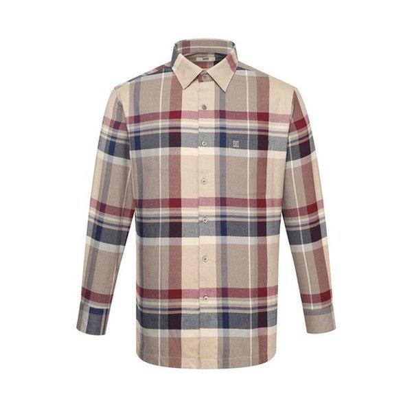 起毛ポリ混紡ビッグチェックシャツ レギュラーフィット ベージュ___DKW2SHCL145I1