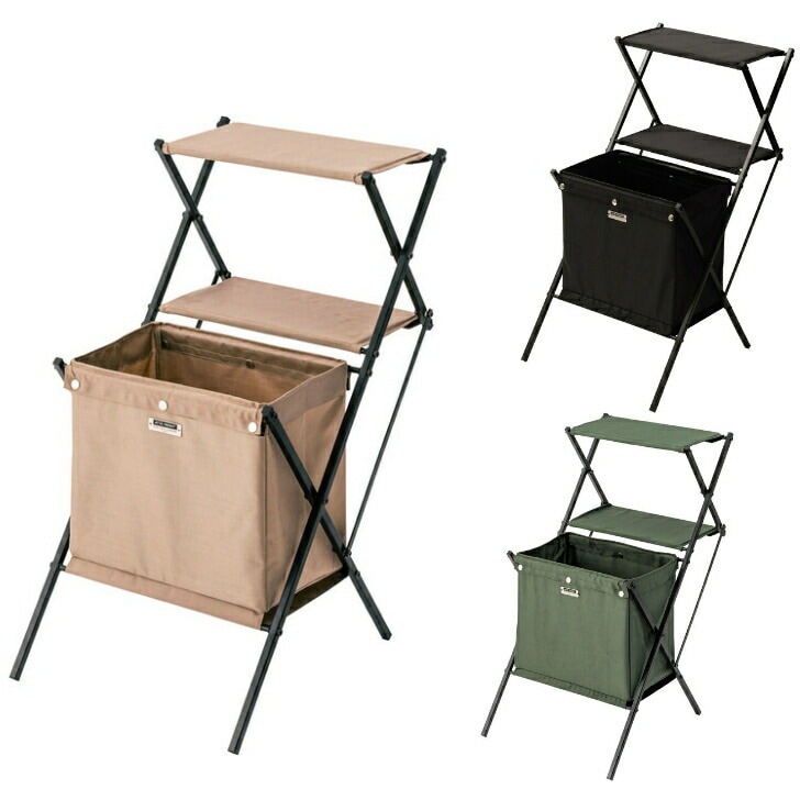 フォールディングマガジンラック ラック 折りたたみ サイドテーブル ナイトテーブル 収納 収納ボックス アウトドア ベージュ ブラック グリーン MIP-99