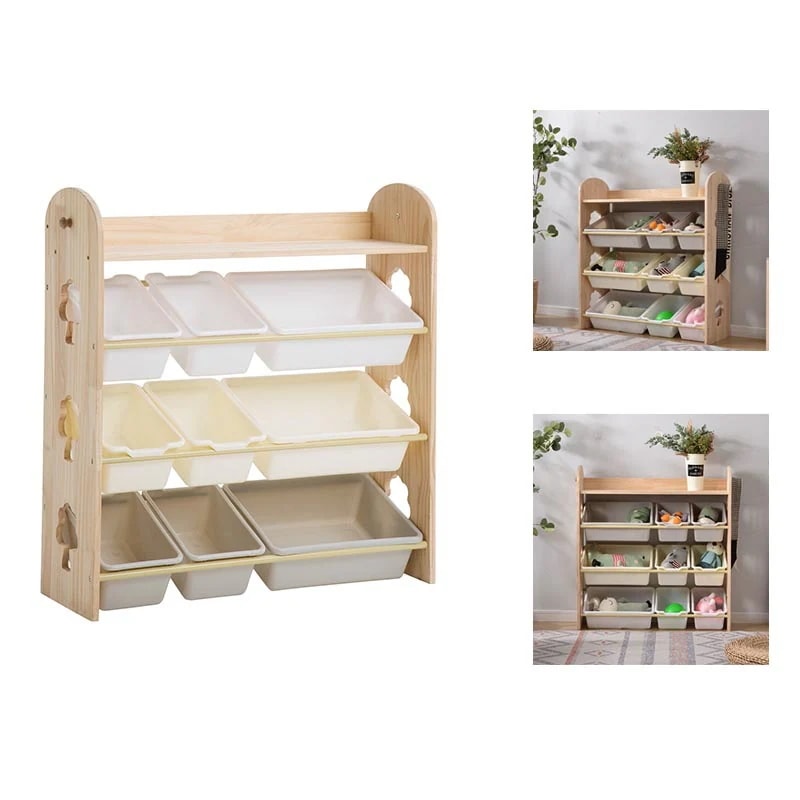 【国内即日発送】 おもちゃ収納4段ラック 子ども用家具 天然木 引き出し 玩具箱 ラック ボックス 大容量 収納ボックス キッズ収納 子供用 子供部屋 おもちゃ箱