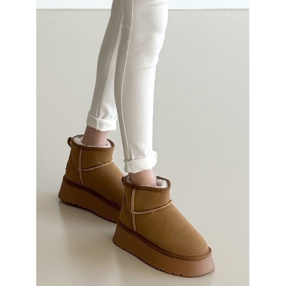 (Ninaspari) 裏地付きフルファーコージーショートブーツ