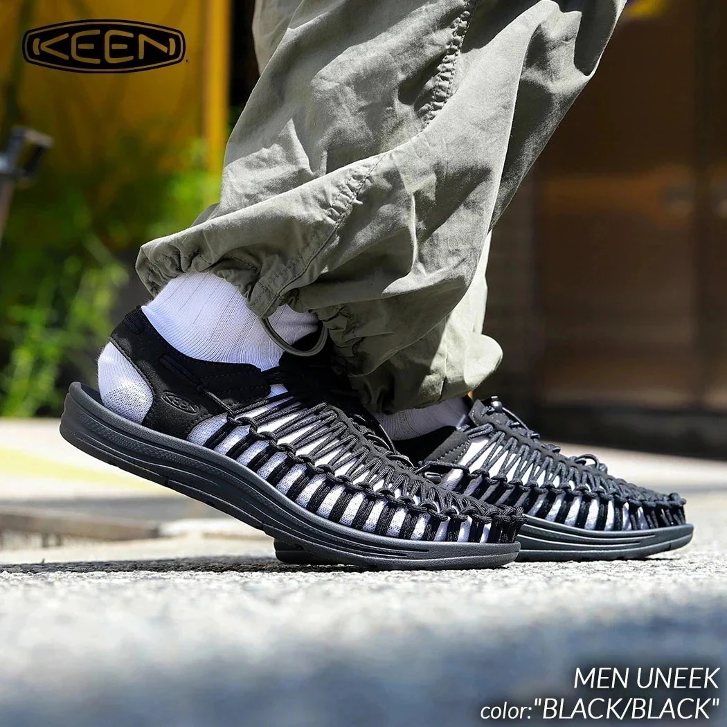 KEEN キーン メンズ ユニーク シューズ サンダル スニーカー MEN UNEEK "BLACK/BLACK" ( 黒 ブラック SANDAL 1014097 )