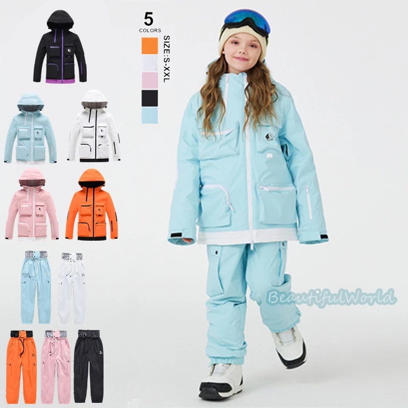 スノーボードウェアキッズスキーウェア上下セット子ジュニアスノボウェアジャケットパンツ男の子女の子スノーウェア撥水防風保温雪遊び