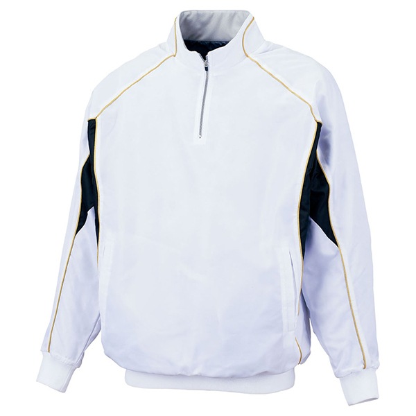 ゼット 野球ウエア 中綿ハーフジップジャンパー ホワイト×ブラク O BOV450A 1119