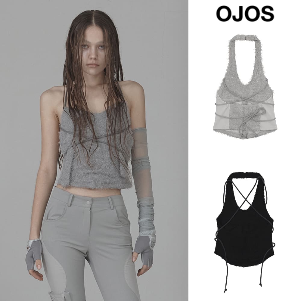 [OJOS] Side Pocket Halter Knit