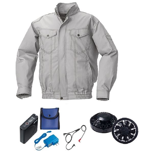 【新品】KU90510 空調服 R ポリエステル製 FAN2300B・RD9261・LISUPER1セット シルバー M KU90510 空調服 R ポリエステル製 FAN2300B・RD9261・LISUPER1