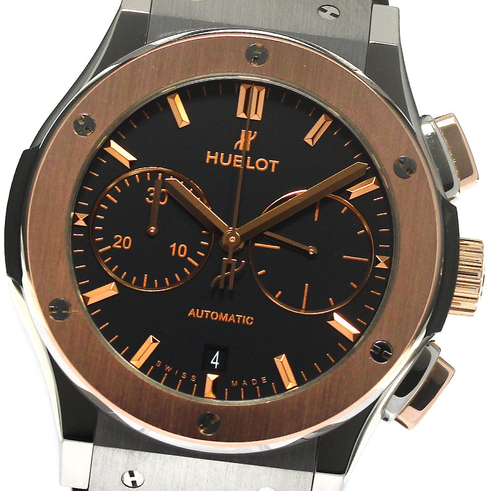 ウブロ HUBLOT 521.NO.1181.LR クラシックフュージョン チタニウム K18PGベゼル 自動巻き メンズ 美品 保証書付き_794987【中古】