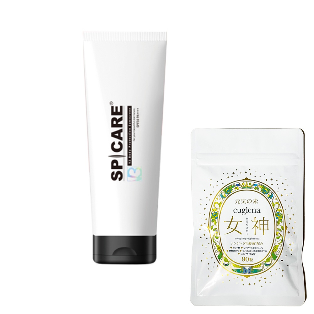 お得セットユーグレナ女神90粒＋V3 BP サンスクリーン 100ml　正規品　ボディ用日焼け止め　SPF50 PA++++　 Protection Sunscreen