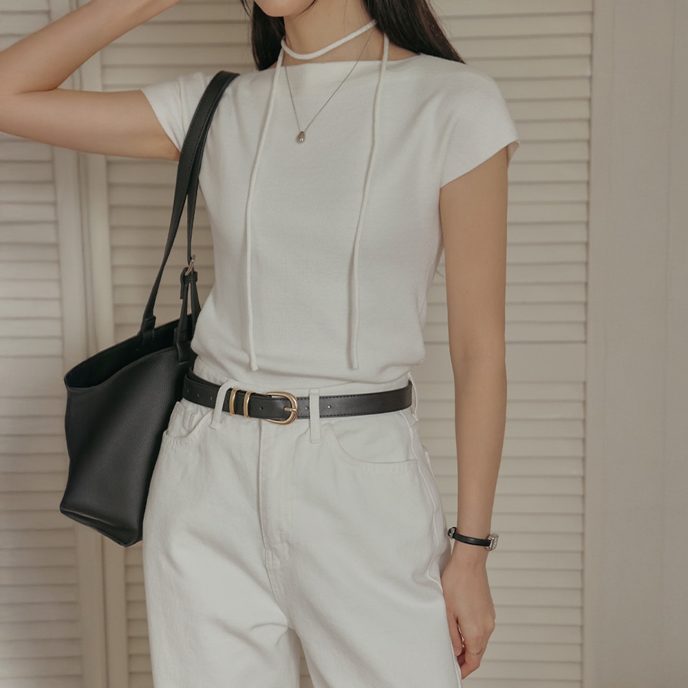 コーデンストラップセットボートネック1/2ニット