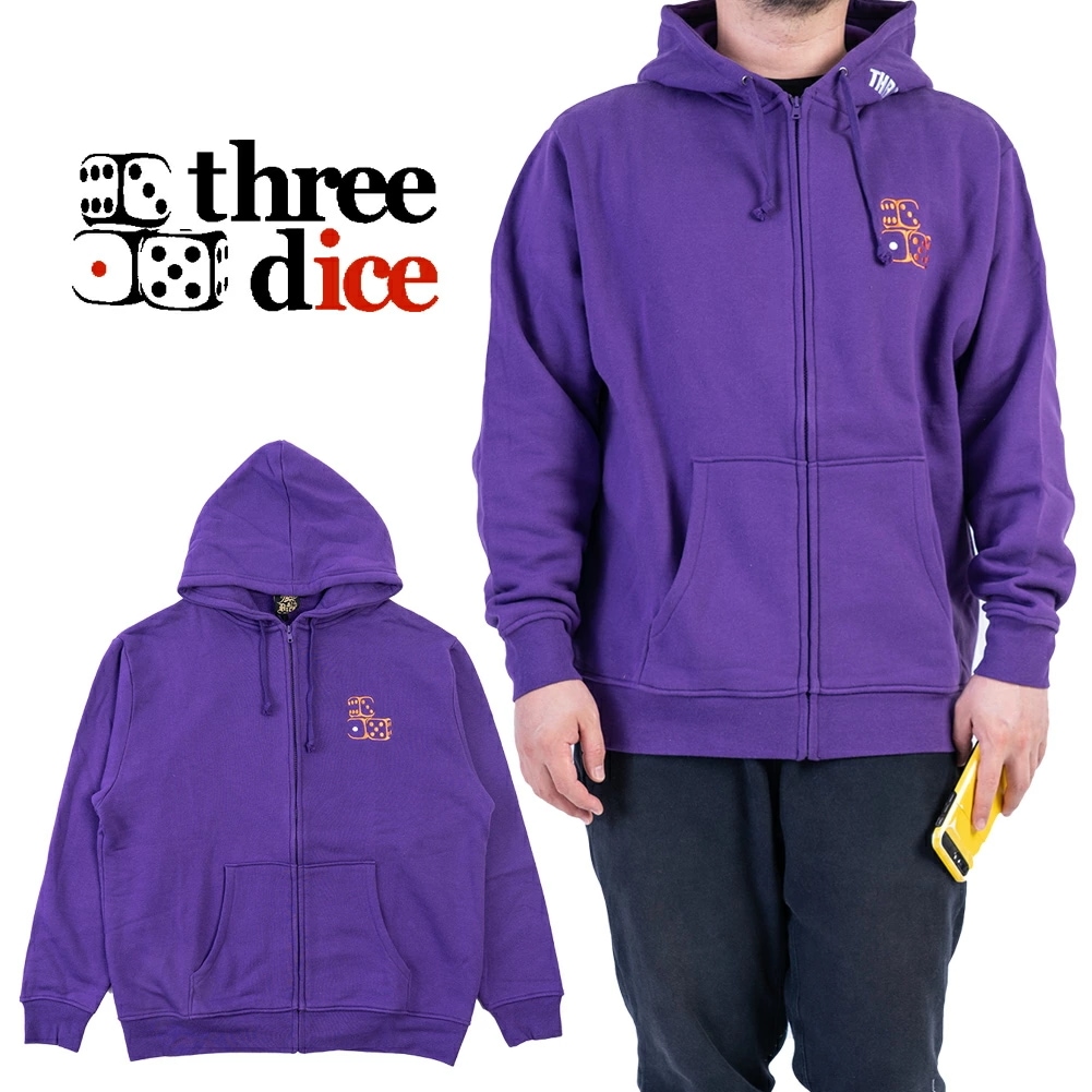 【訳あり】 ネスタブランド スリーダイス コラボ ジップパーカー メンズ プリント 刺繍 パープル M-2XL 正規品 TDNBWT-002PK