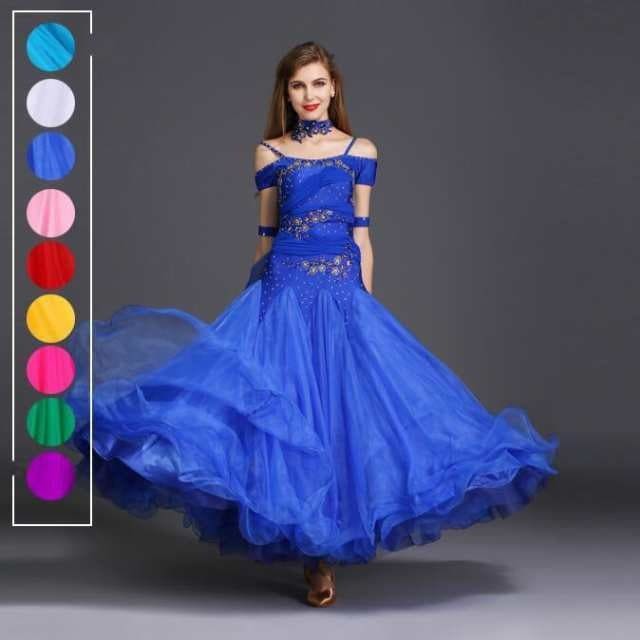 【2025新作入荷】新入荷 ダンスウェア ステージ衣装 競技会 競技用 レディース ワンピース パーティー舞台衣装 演出服 社交ダンス モダンドレス 全6色