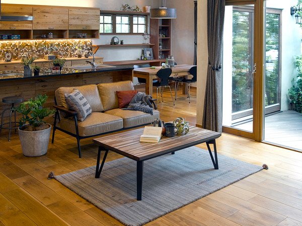 こたつテーブル リビング 家具調コタツ 長方形 150x80cm おしゃれ 木製 寄木細工調 フラットヒーター