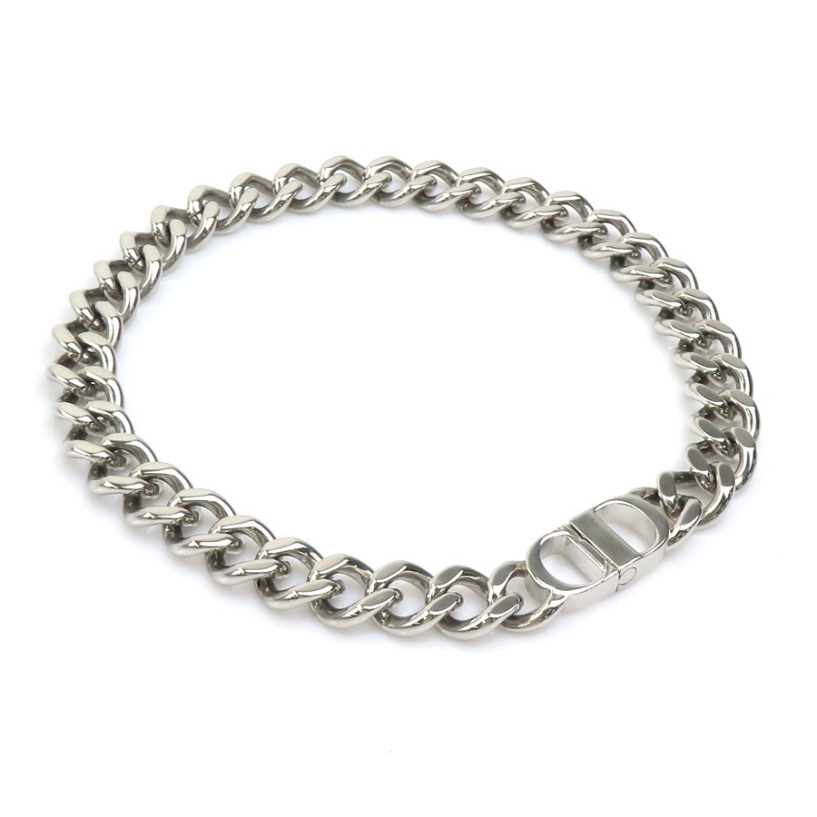 クリスチャンディオール Christian Dior ネックレス CDアイコン チェーンリンク ネックレス メタル シルバー メンズ h31206i