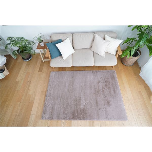 トシシミズ 低反発高反発ラビットファーラグ 約幅190x長さ190cm ラベンダーアッシュ