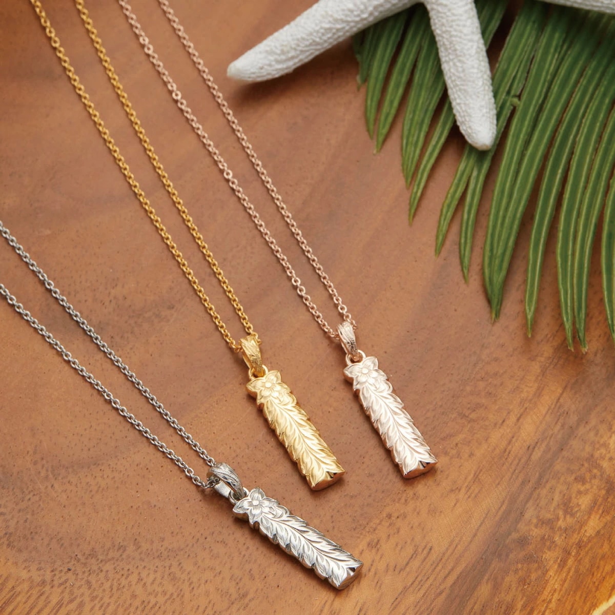 ネックレス メンズ サージカルステンレス ハワイアンジュエリー リバーシブル スティック 波