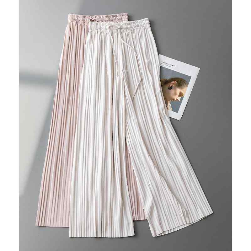 プリーツ ワイドパンツ レディース 春夏 ハイウエスト ストレート カジュアル ウエストゴム シンプル 上品 大人 きれいめ ファッション 5,135円