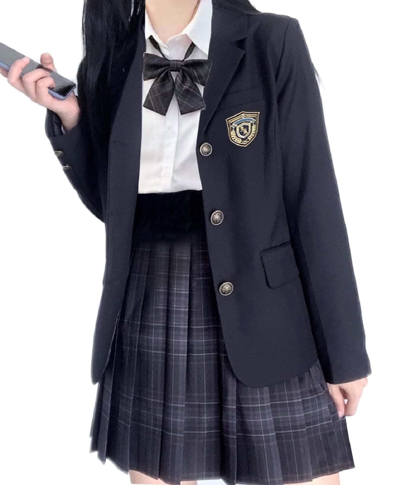 [QOOLYᅠ] 女子制服 jk制服 プリーツスカート コスプレ 大きいサイズ Cosplay 学生 学園風 本格制服 入学式 学園祭 卒業式 仮装 通学 5点セット black 56411