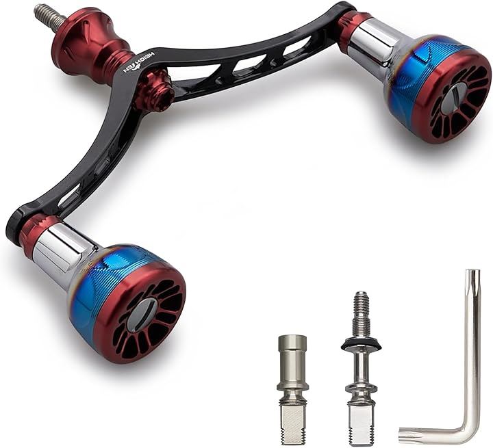 リール ハンドル シマノ Shimano ダイワ DAIWA 通用 スピニングリール用 Arch Engine Series 189(110mm - ブラック＆ワインレッド)