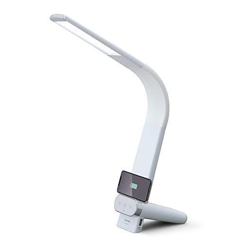 アイリスオーヤマ LEDデスクライト 置くだけ充電 USB給電ポート付 調色3段階 調光無段階