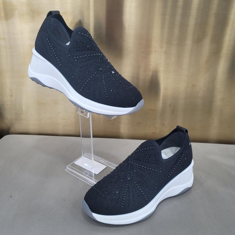 女性用スニーカー 422301 UA カジュアルヒール4cm 全体スパン素材 足が楽なデザイン_DG