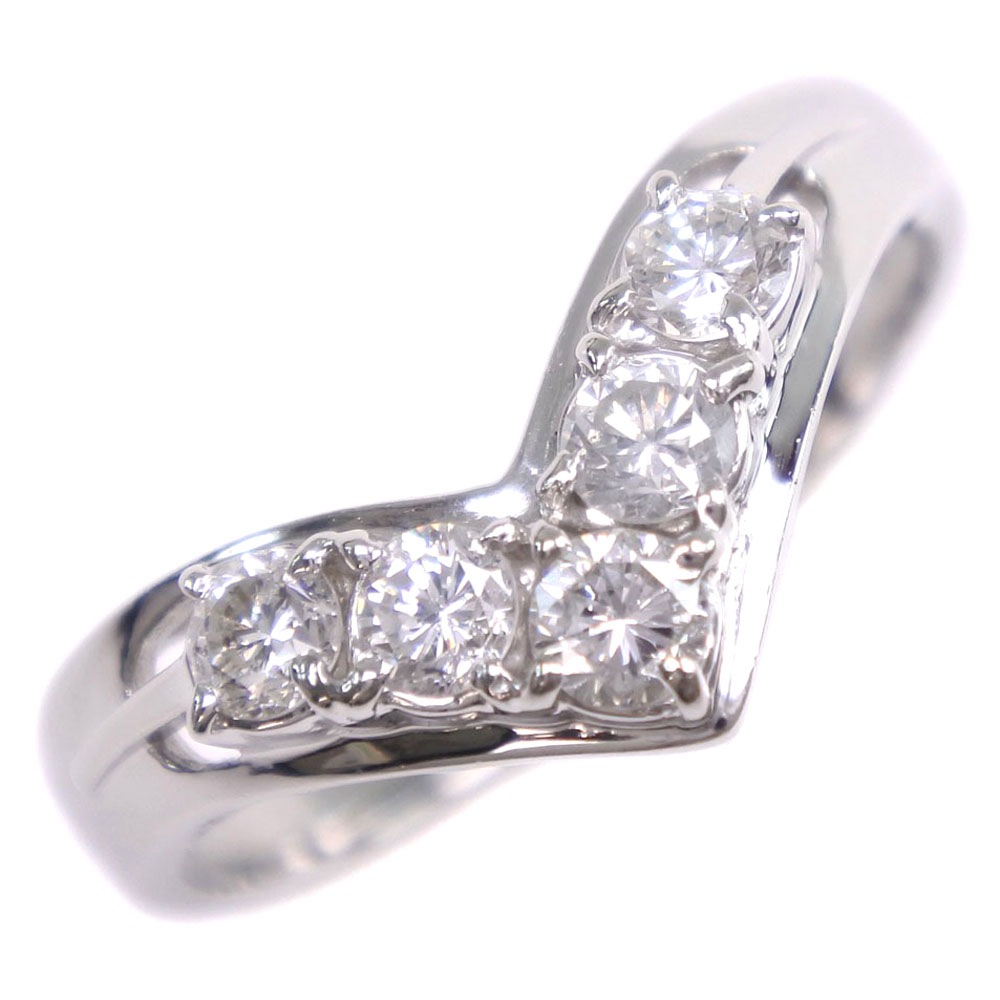 V字 Pt900プラチナ ダイヤモンド 13号 D0.50 レディース リング指輪 中古SAランク 指輪 激安超安値